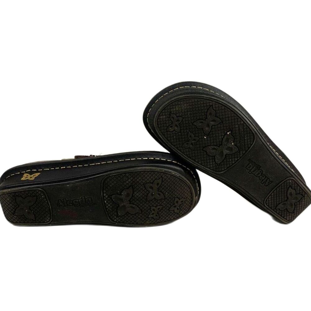 Alegria Paloma Embossed Brown Leather Mary Jane Clogs Size 38 (7.5) - Picture 5 of 7